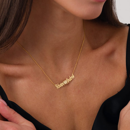 Çift İsim Gümüş Kolye