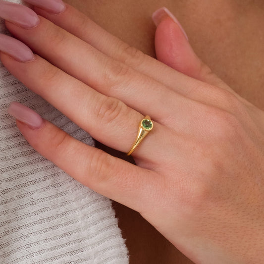 Natural Turmalin Gümüş Yüzük