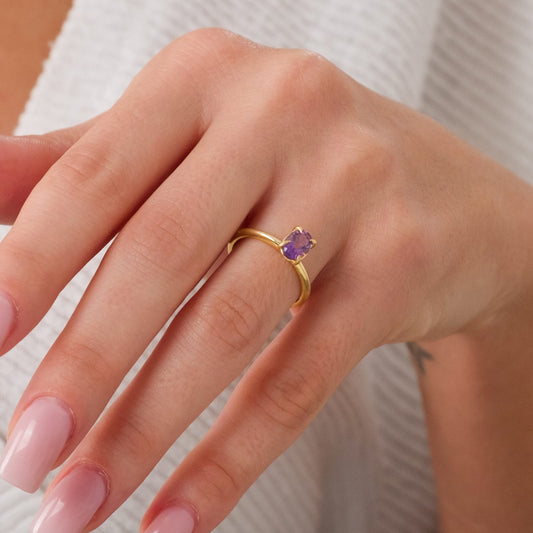 Natural Amethyst Gümüş Yüzük