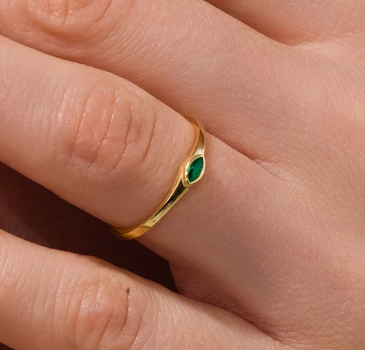 Markiz Zümrüt Gümüş Yüzük