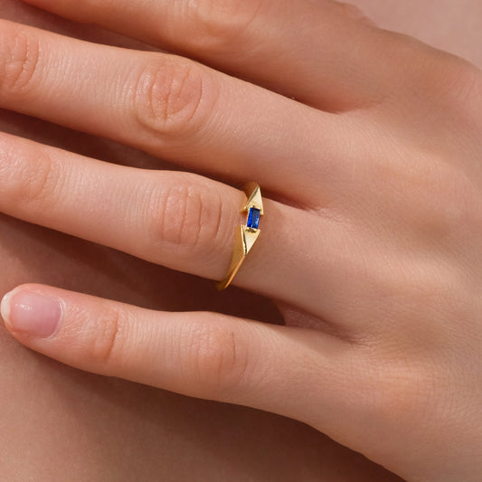 Baguette Sapphire Gümüş Yüzük