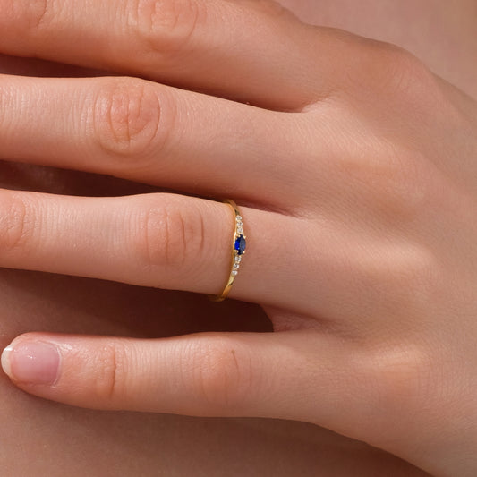 Markiz Sapphire Gümüş Yüzük