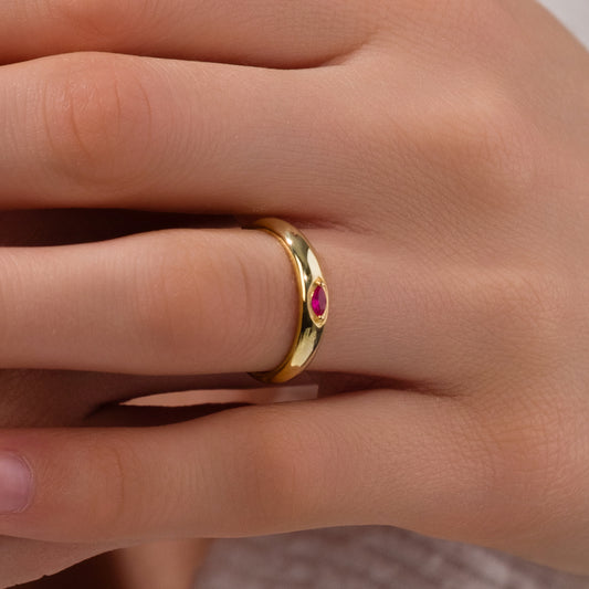 Ruby Bombe Gümüş Yüzük