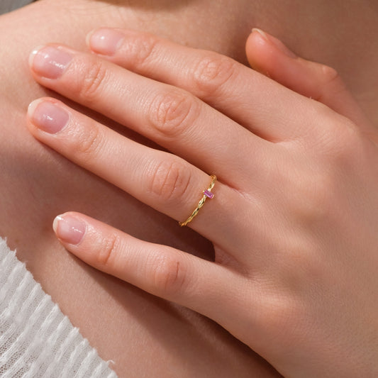 Pink İnce Twist Gümüş Yüzük