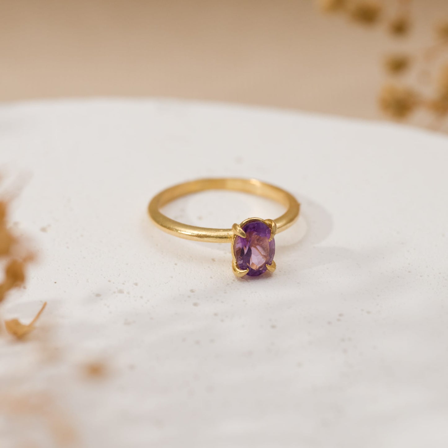 Natural Amethyst Gümüş Yüzük