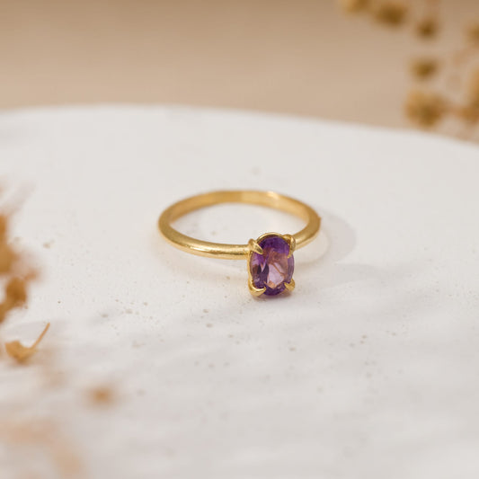 Natural Amethyst Gümüş Yüzük