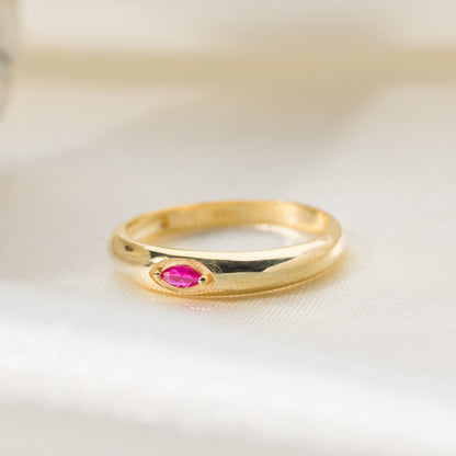 Ruby Bombe Gümüş Yüzük
